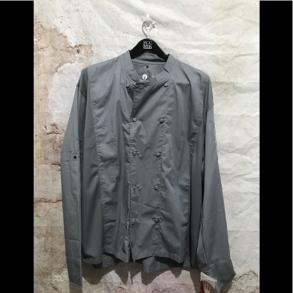 Chef Works Mens Uniform Gray Coat Jacket 3X Chefworks Long Sleeve New With Tag